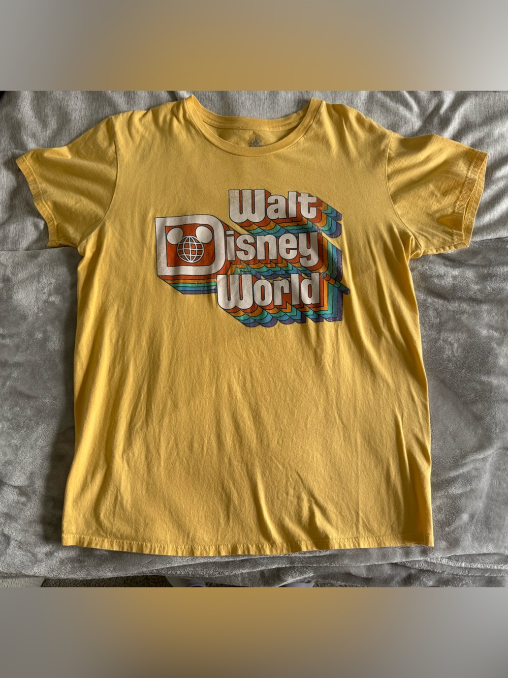 Disney Yellow Tee with Blue Interior Logo Print